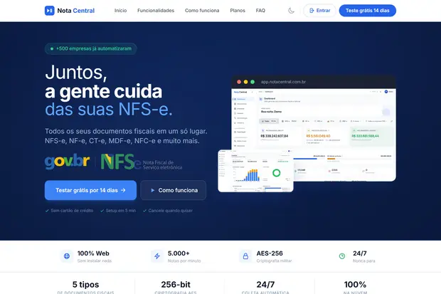 Interface do Nota Central